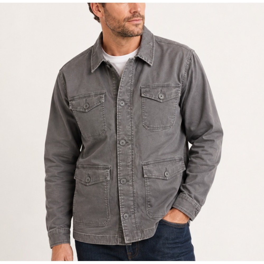 Chore Coat Men 3XL Gray Canvas Military Field Barn Outdoor Jacket Minimalist